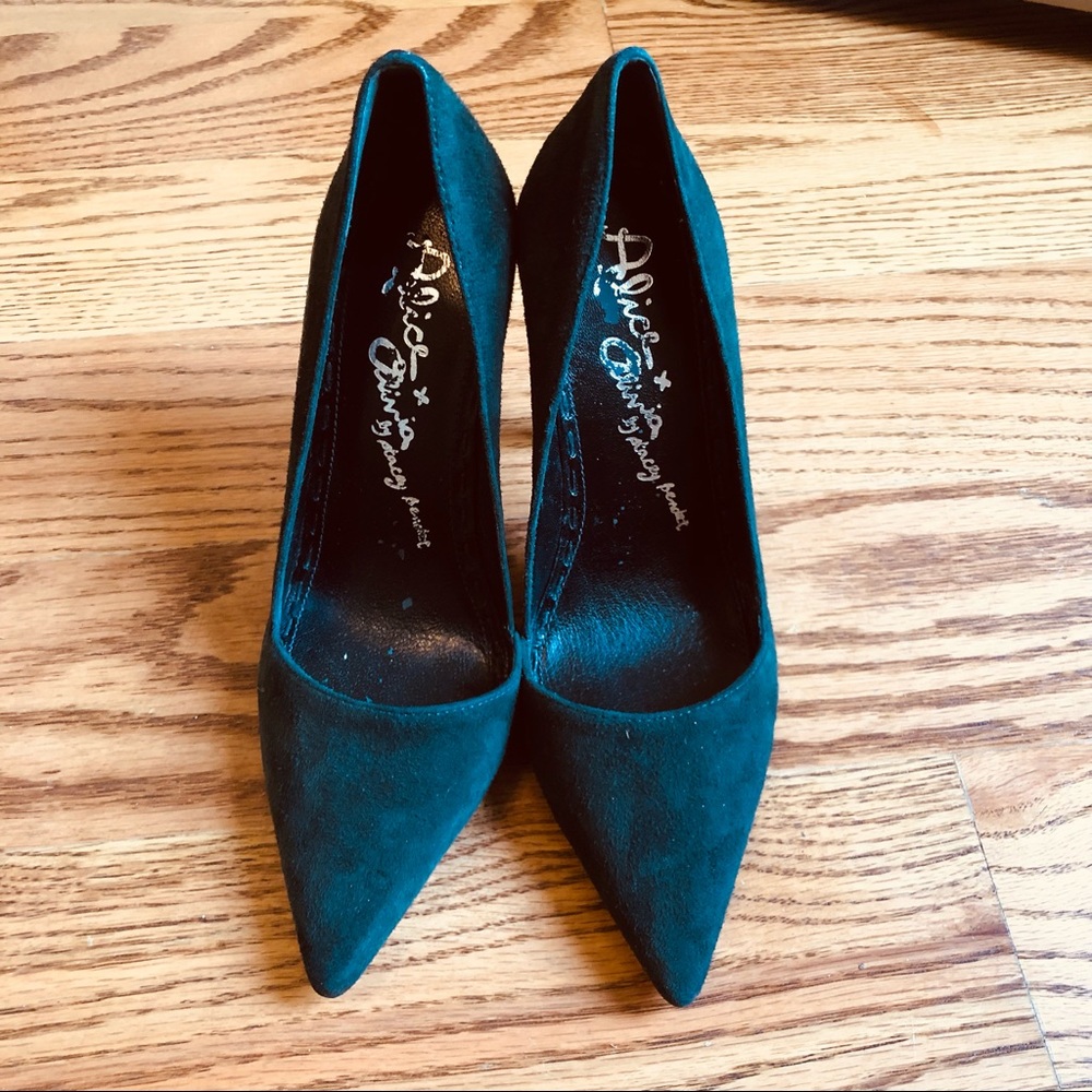 Deep Forest Green Suede Heels